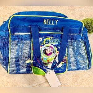 Disney Pixar Buzz Lightyear 17” Navy Duffle Bag With KELLY Monogramed New